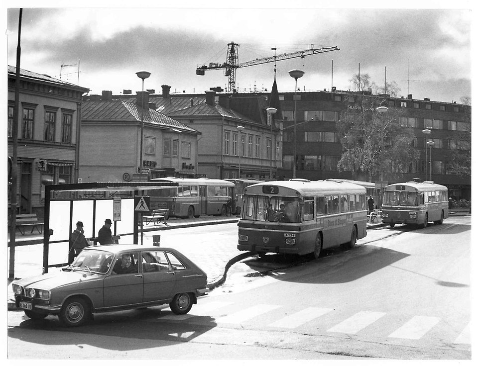 Bussar vid Renmarkstorget, 1970-tal.