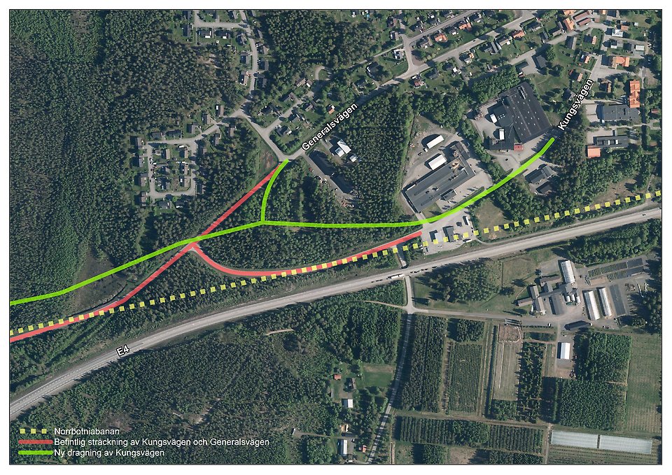 Bild över Kungsvägens nya dragning